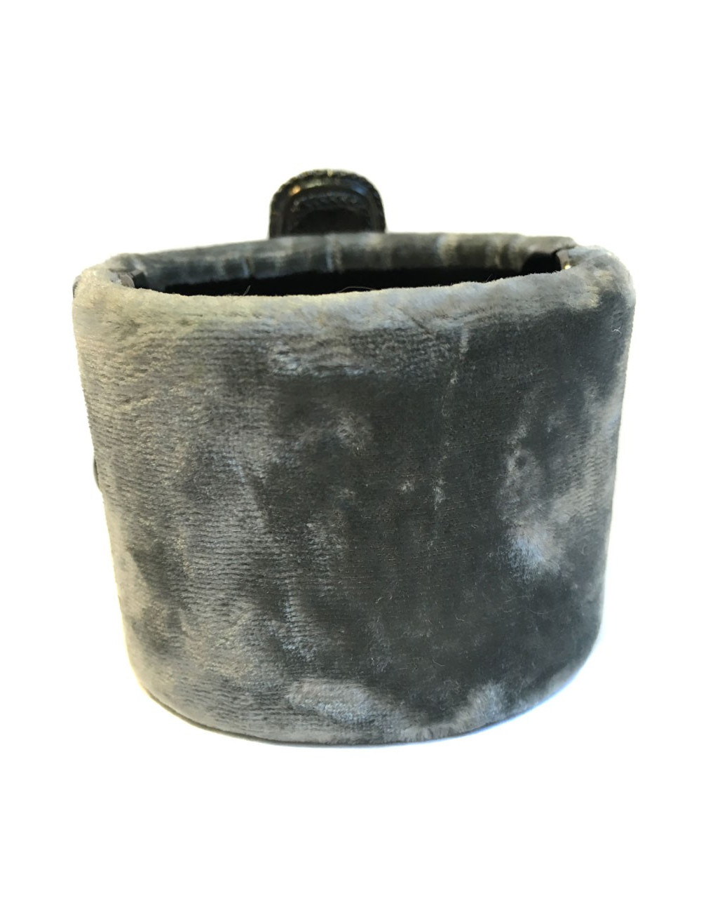 Manchette CHANEL velours gris et pâte de verre