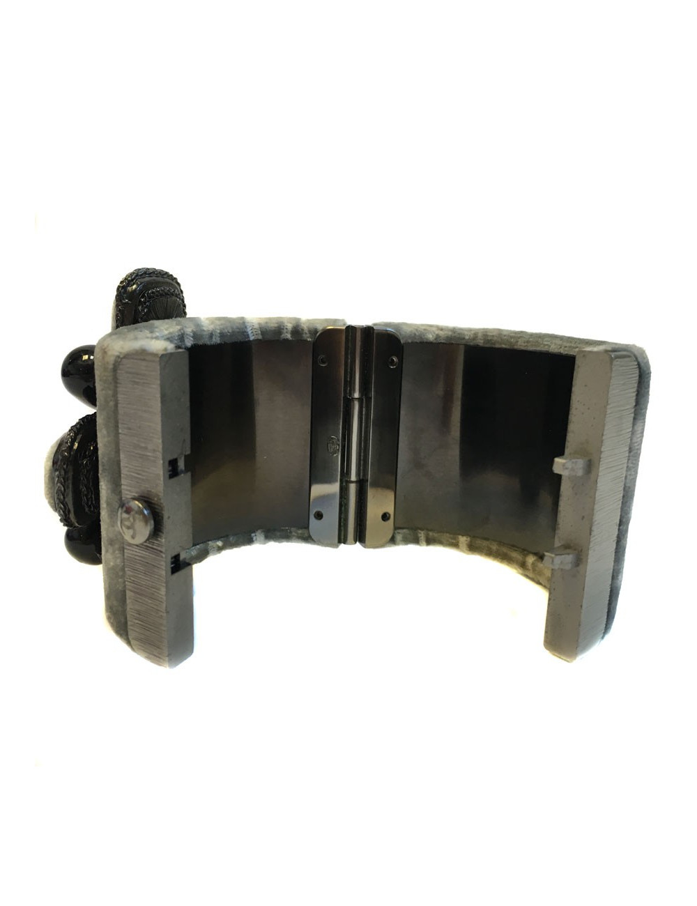 Manchette CHANEL velours gris et pâte de verre