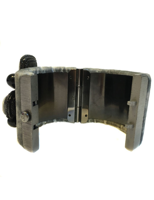 Manchette CHANEL velours gris et pâte de verre