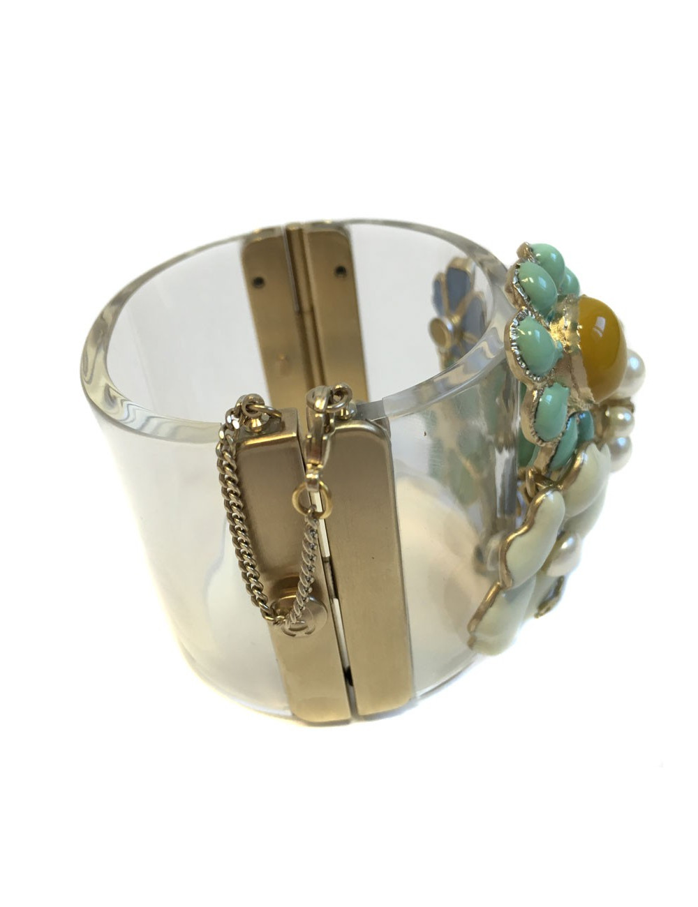 Cuff CHANEL transparent adorned florets in block glass and rhinestones