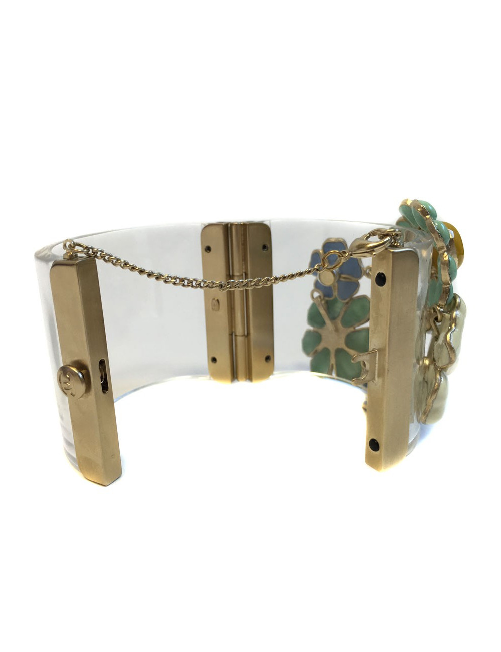 Cuff CHANEL transparent adorned florets in block glass and rhinestones