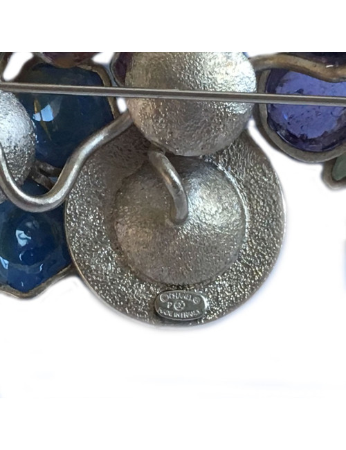 Couture CHANEL brooch in molten glass, rhinestones and black enamel