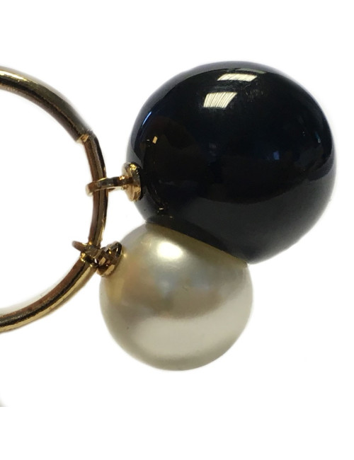 Bague CHANEL T 53,5  perles noires et blanches