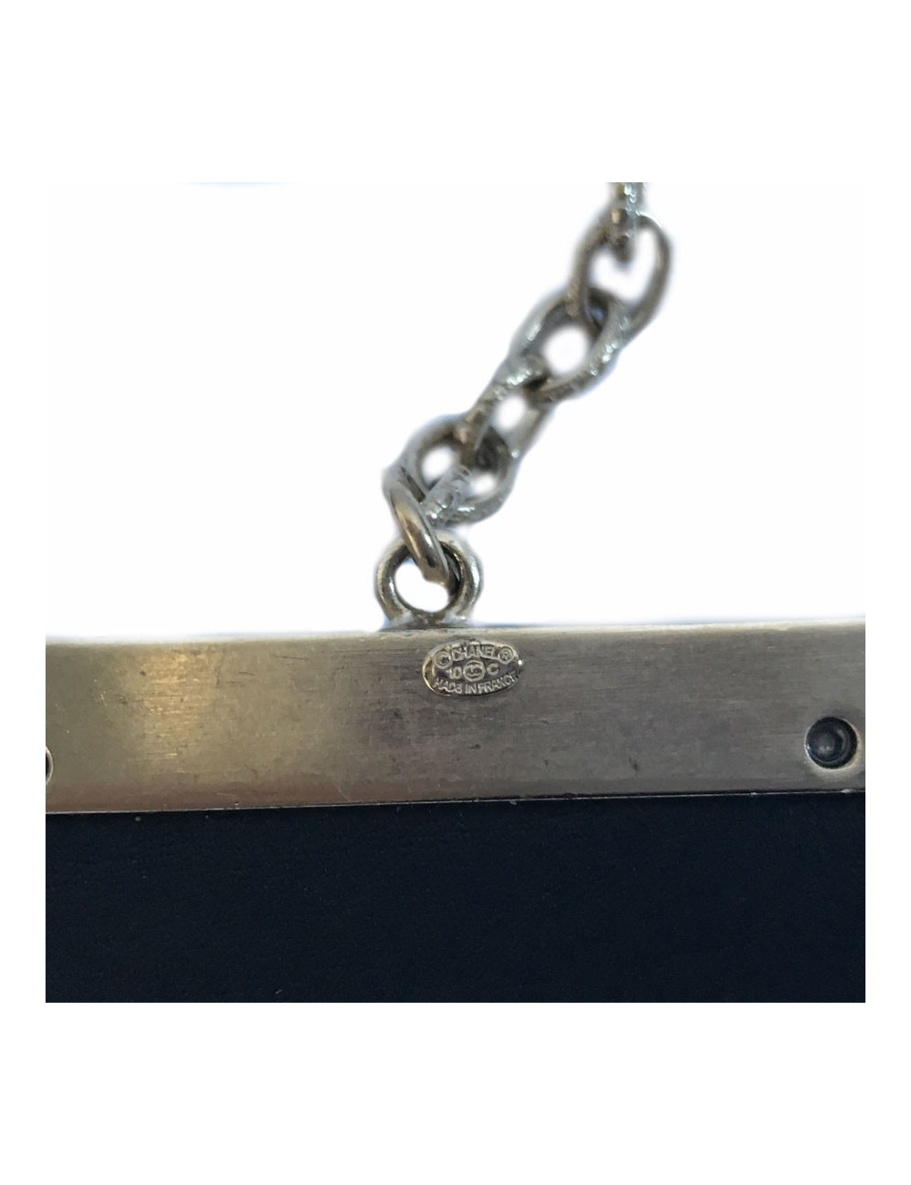 CHANEL cuff "Paris-Edinburgh" in leather and failure of blue velvet Navy