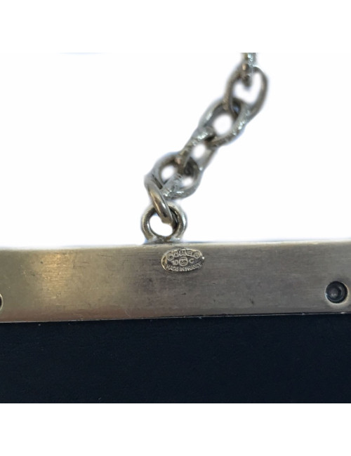 CHANEL cuff "Paris-Edinburgh" in leather and failure of blue velvet Navy