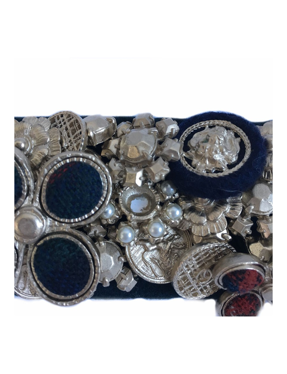 CHANEL cuff "Paris-Edinburgh" in leather and failure of blue velvet Navy