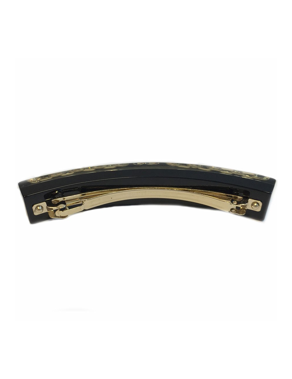Barrette CHANEL noire et chaines dorées