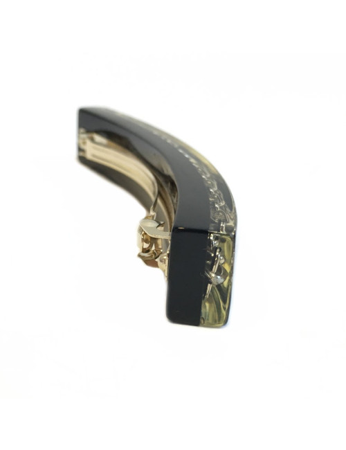 Barrette CHANEL noire et chaines dorées