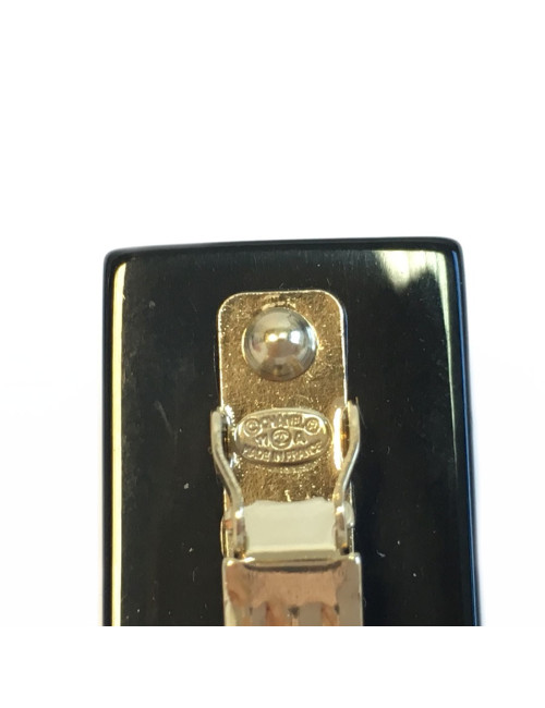 Barrette CHANEL noire et chaines dorées