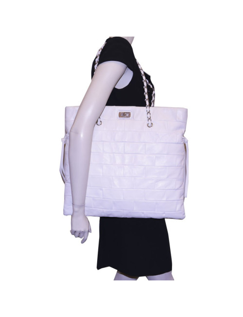 sac CHANEL cuir blanc