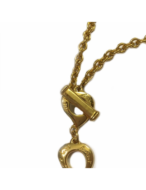 YVES SAINT LAURENT Heart Pendant Necklace in Gilded Metal and Plexiglass