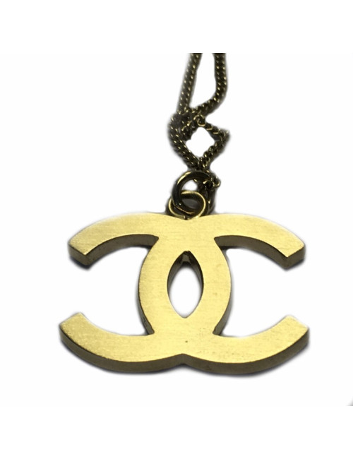 Collier CHANEL avec pendentif  double C en strass 