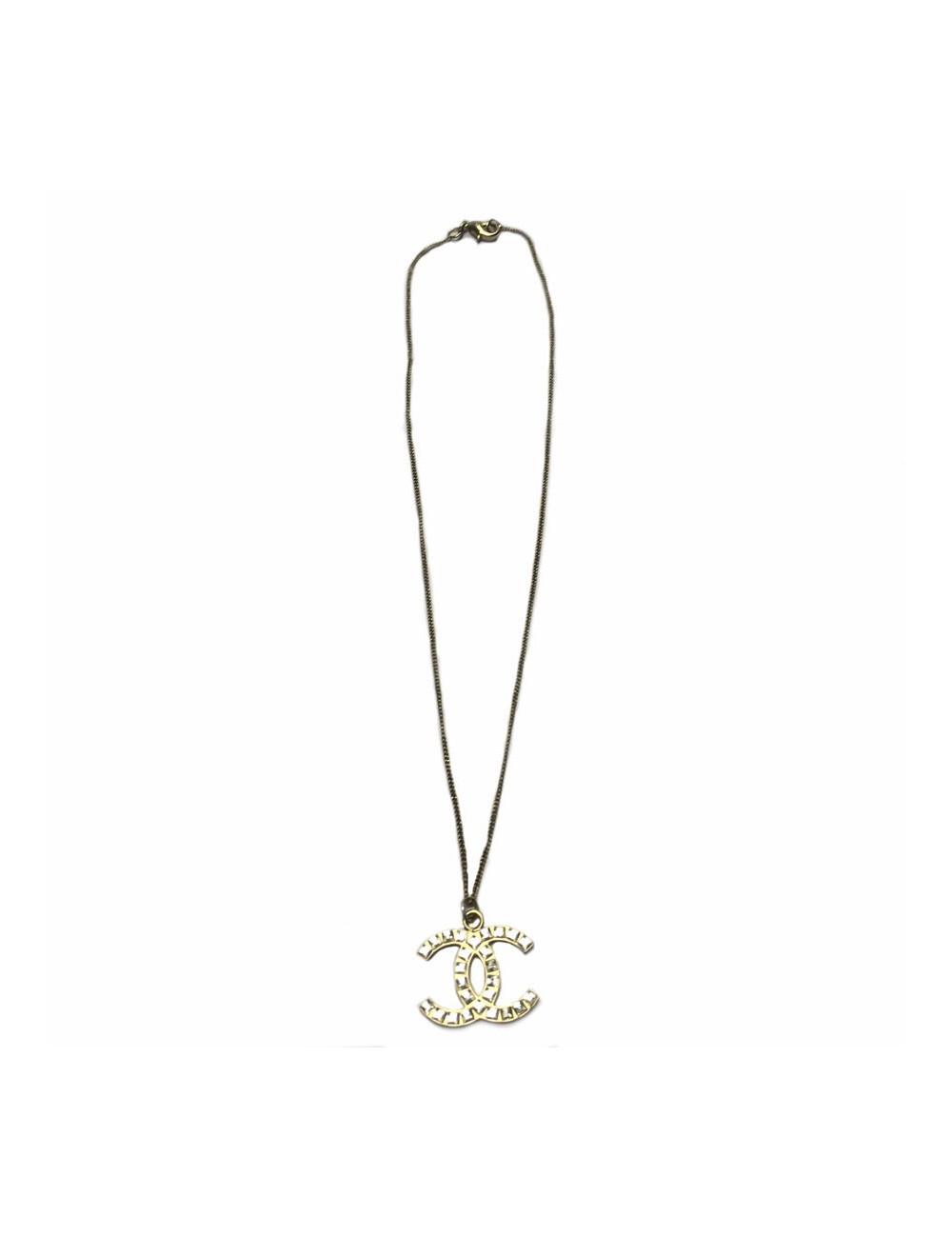 CHANEL necklace with pendant double C rhinestone