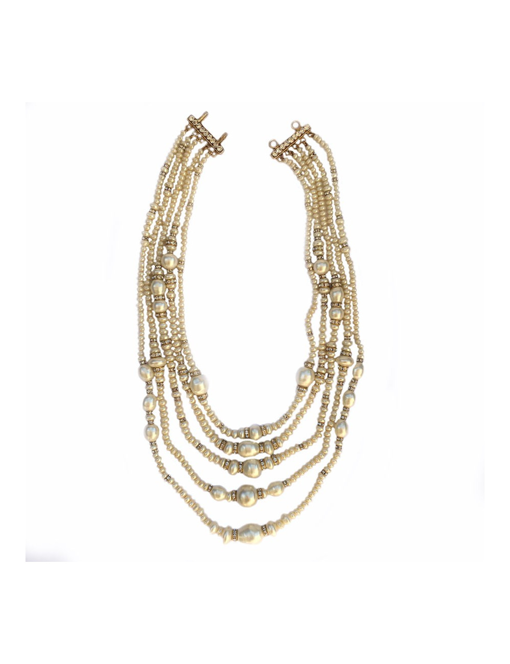 Long collier Couture  CHANEL  5 rangs  perles nacrées
