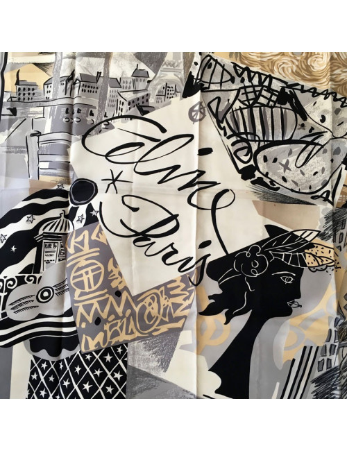 Carré de soie  "Paris" CÉLINE Vintage 