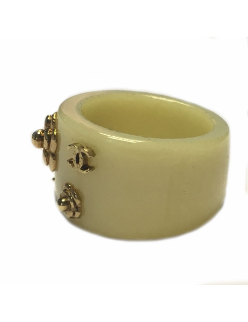 Ring CHANEL beige and Golden Camellia T53