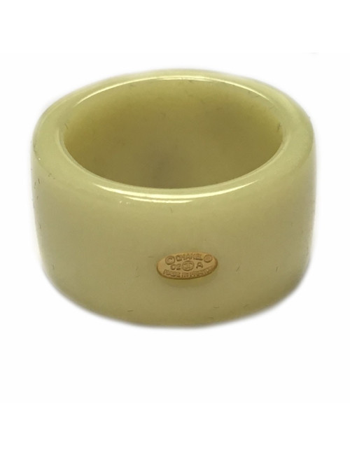 Bague CHANEL beige et camélia doré T53