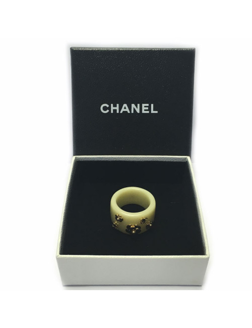 Ring CHANEL beige and Golden Camellia T53