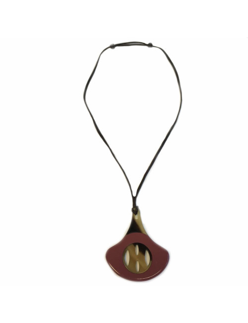 Pendentif HERMES avec cordon marron
