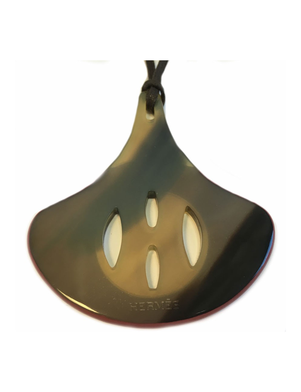 Pendentif HERMES avec cordon marron
