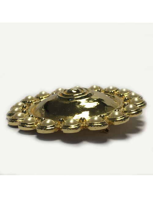 Broche CHRISTIAN DIOR dorée et perlée Vintage