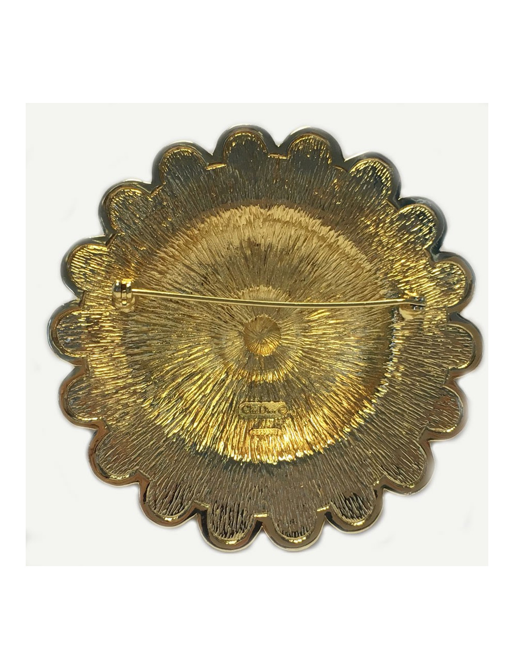 Broche CHRISTIAN DIOR dorée et perlée Vintage