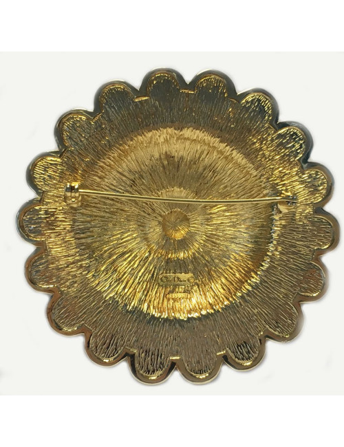 Broche CHRISTIAN DIOR dorée et perlée Vintage