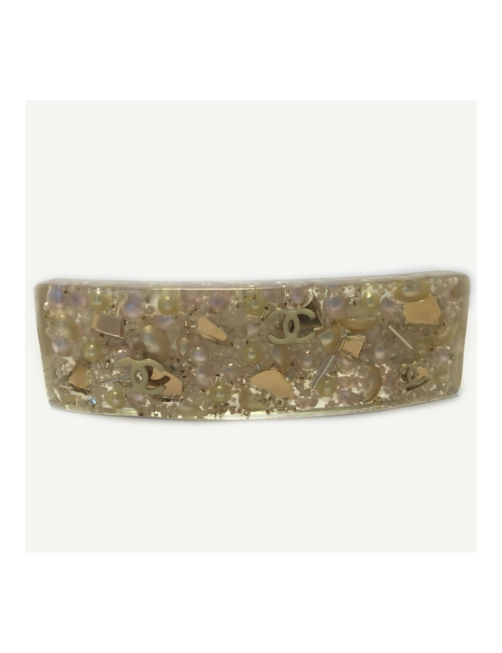 Barrette à cheveux CHANEL inclusions de perles nacrées et éclats dorés