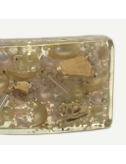 Barrette à cheveux CHANEL inclusions de perles nacrées et éclats dorés