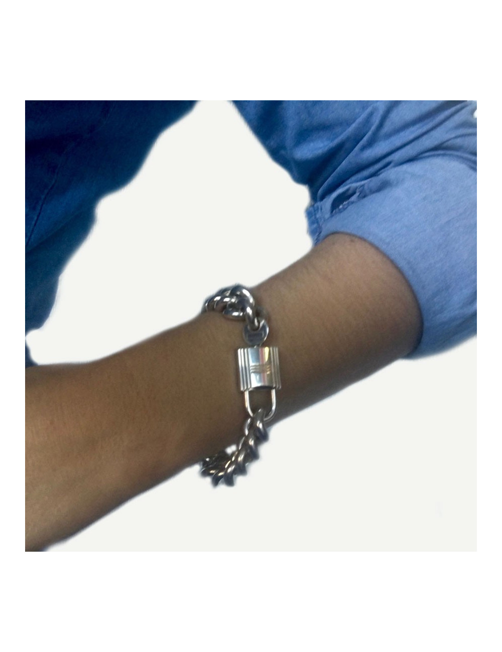 Bracelet "Evasion" HERMES argent massif