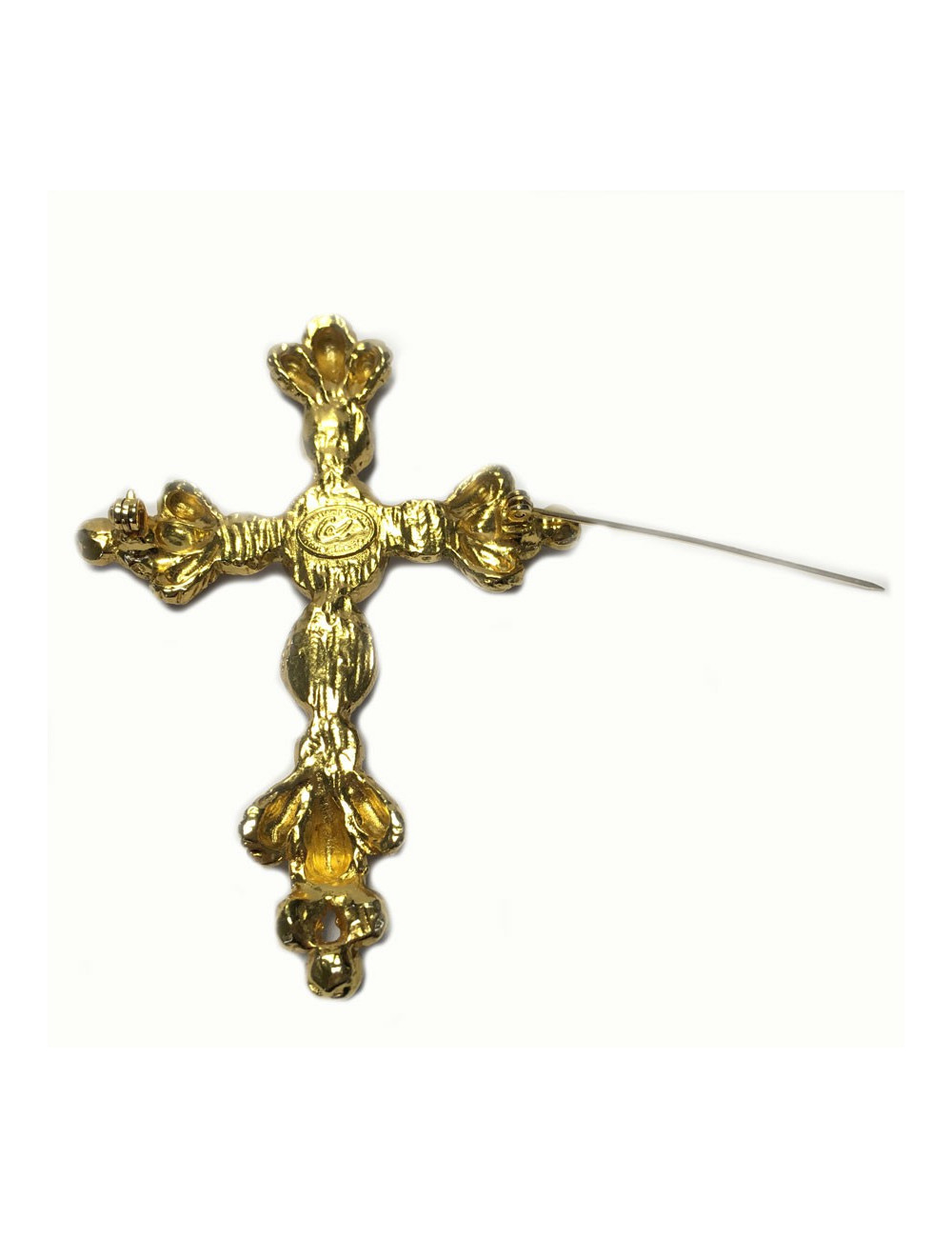 Broche CHRISTIAN LACROIX croix dorée