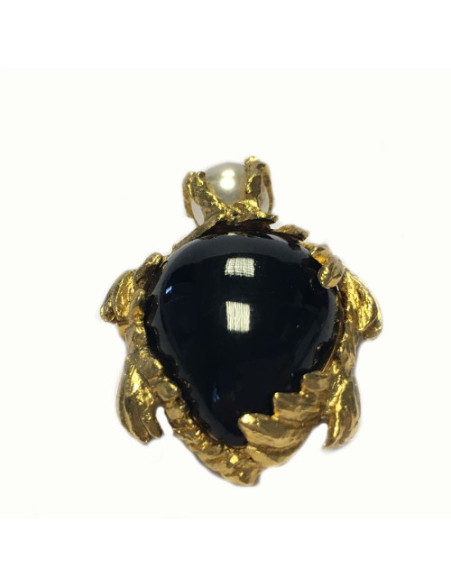 YVES SAINT LAURENT turtle brooch in gilded metal