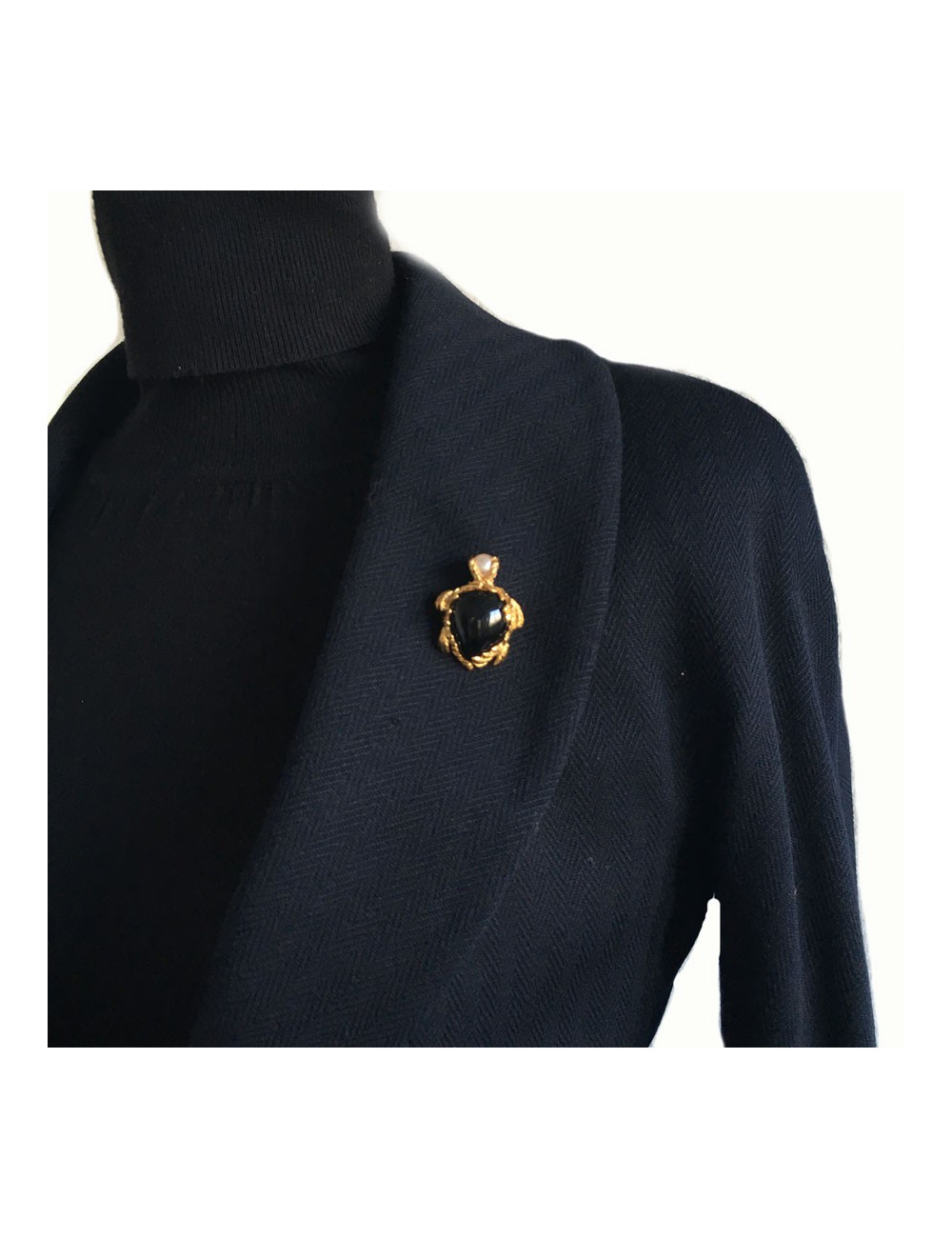 YVES SAINT LAURENT turtle brooch in gilded metal