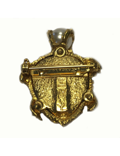 YVES SAINT LAURENT turtle brooch in gilded metal