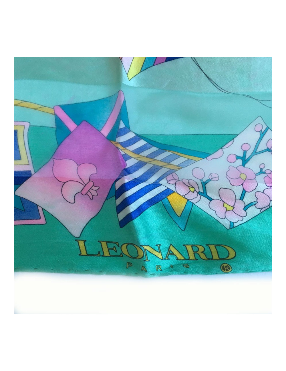  Foulard LEONARD en soie verte