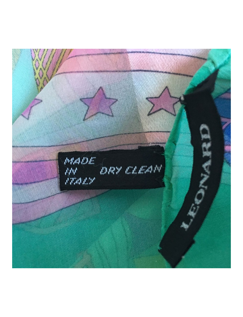 LEONARD green silk scarf