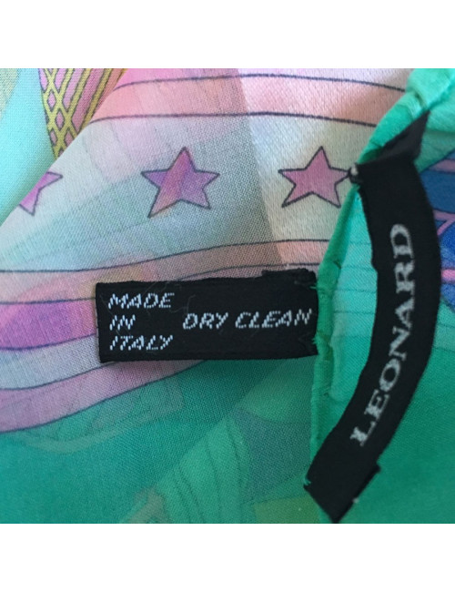 LEONARD green silk scarf