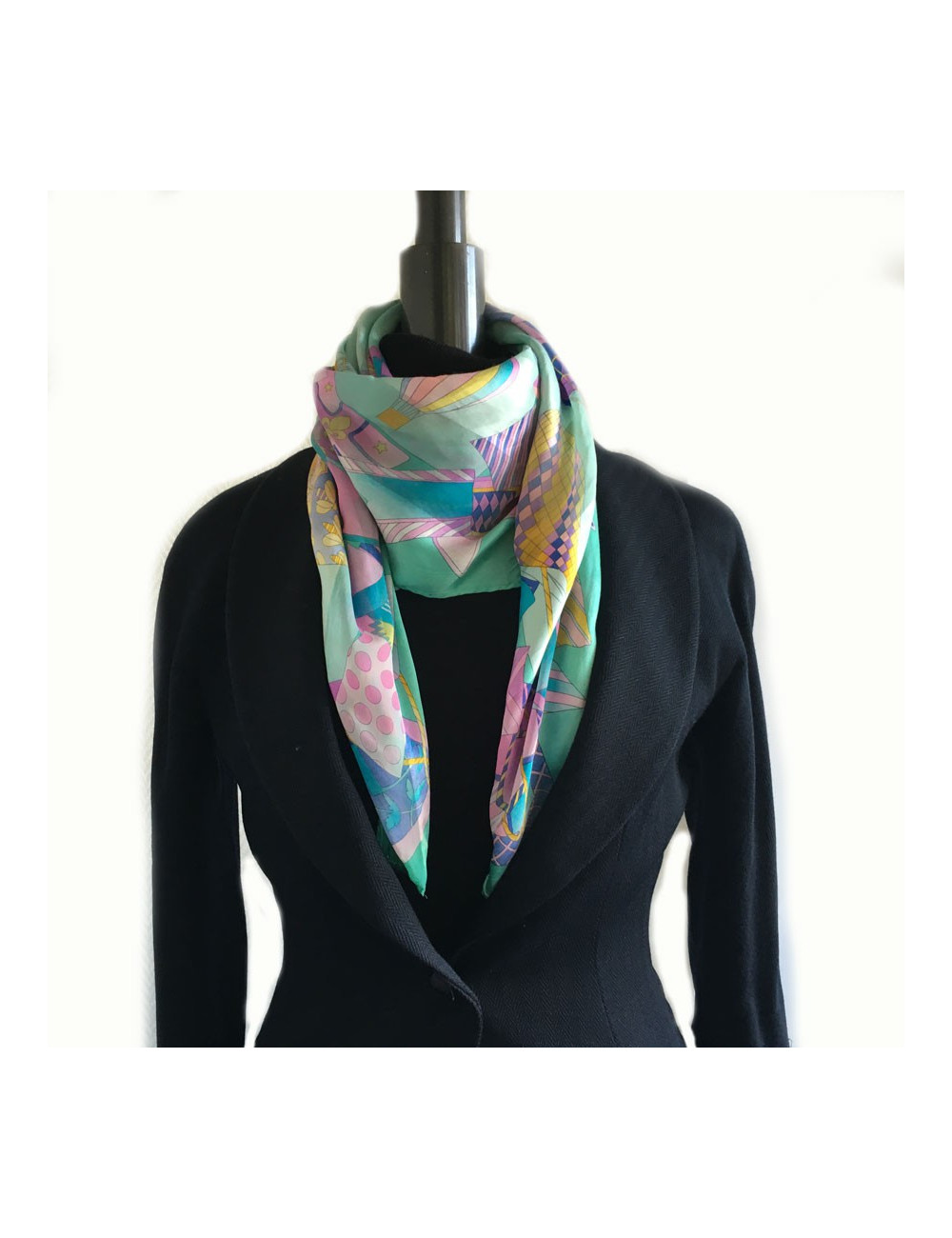 LEONARD green silk scarf