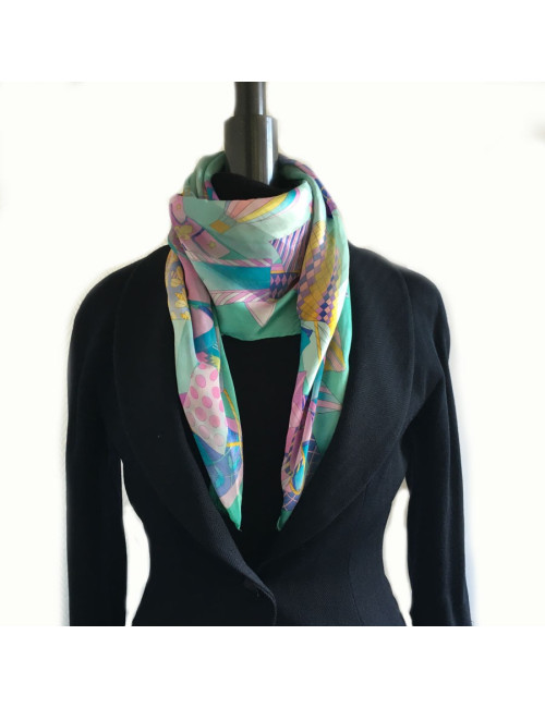  Foulard LEONARD en soie verte