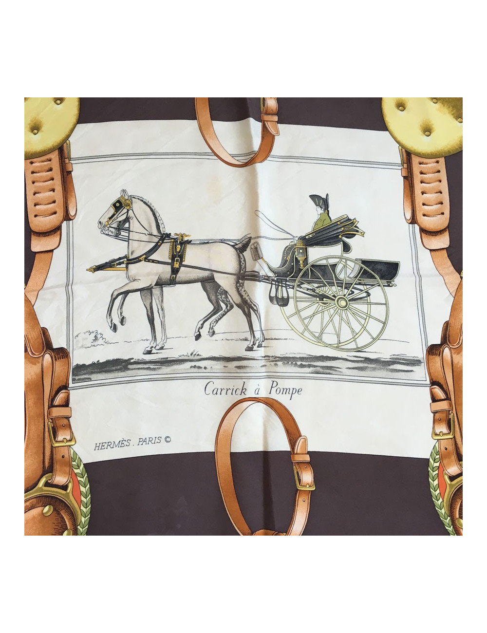 Square HERMES "Carrick to pump" Brown silk