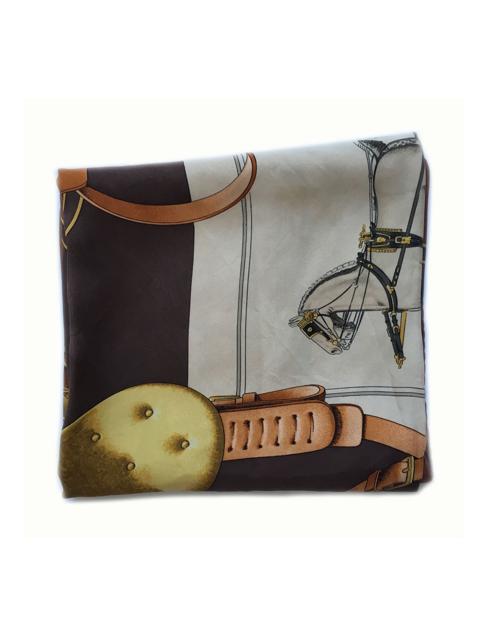 Square HERMES "Carrick to pump" Brown silk