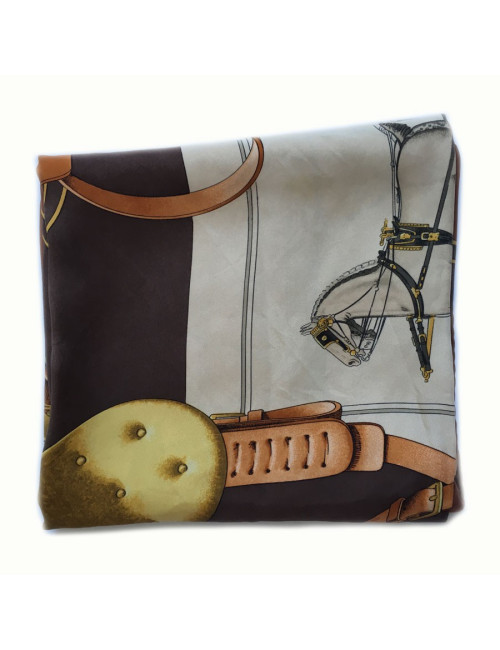 Square HERMES "Carrick to pump" Brown silk