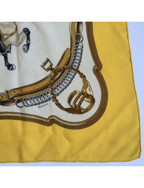 AUCTION square HERMES "Recovery" in yellow silk