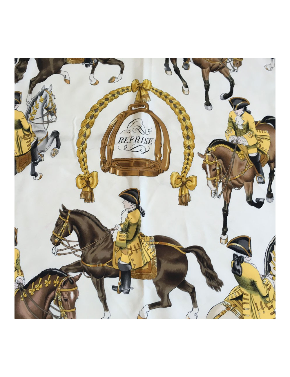 AUCTION square HERMES "Recovery" in yellow silk