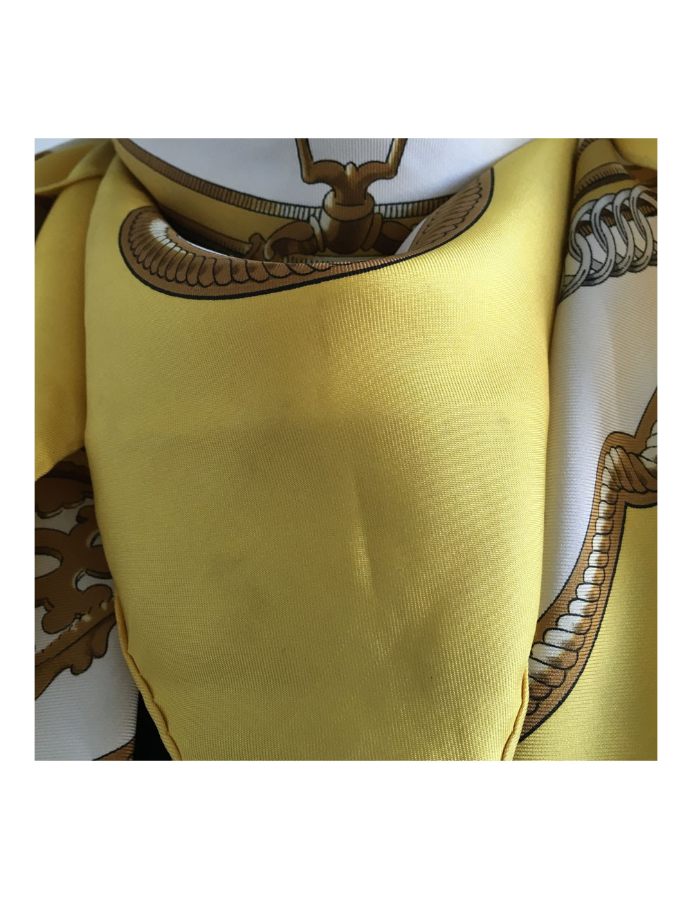 AUCTION square HERMES "Recovery" in yellow silk