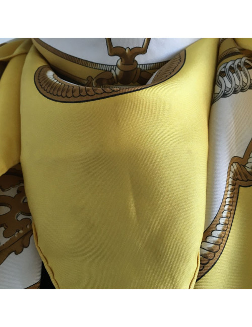 AUCTION square HERMES "Recovery" in yellow silk