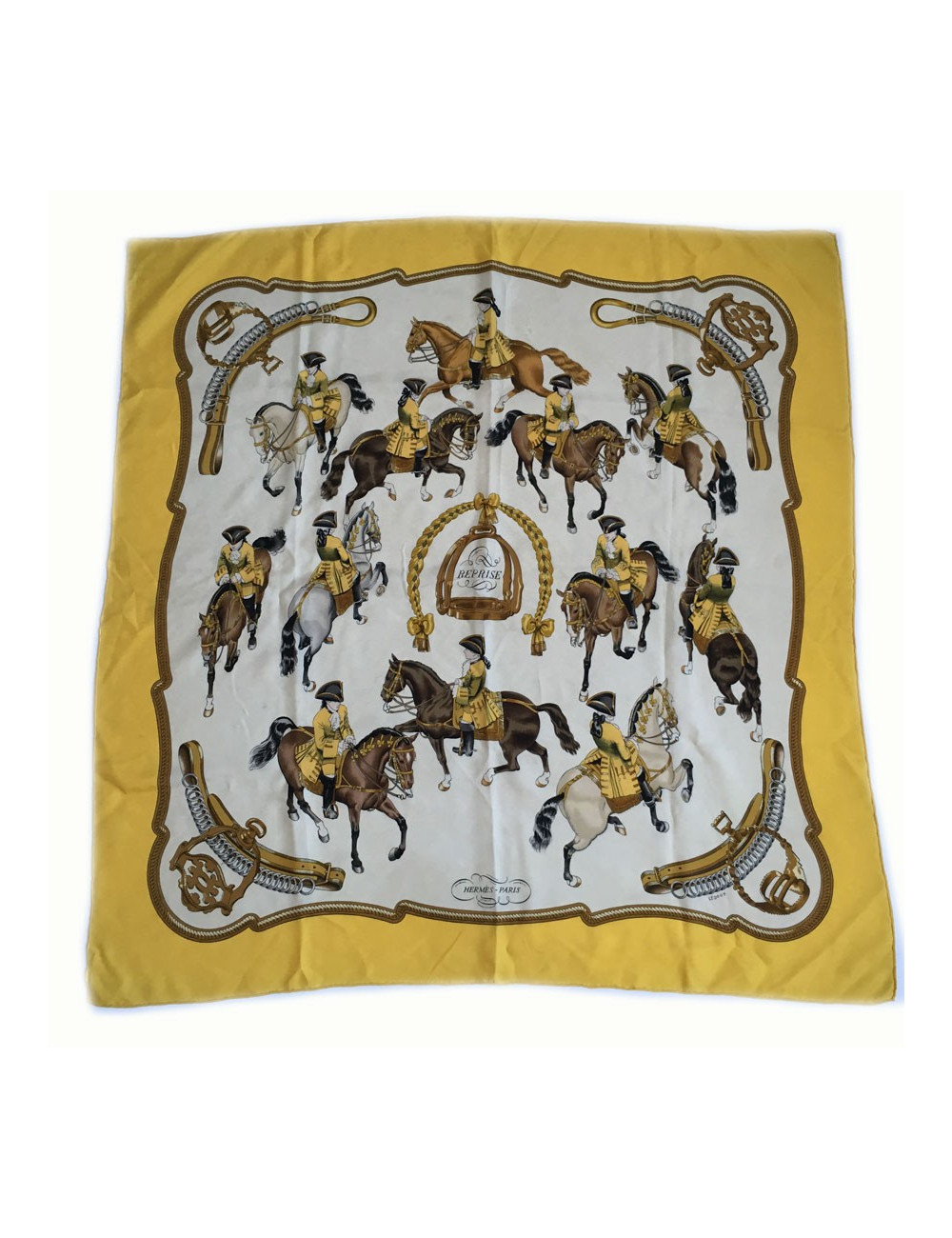 AUCTION square HERMES "Recovery" in yellow silk