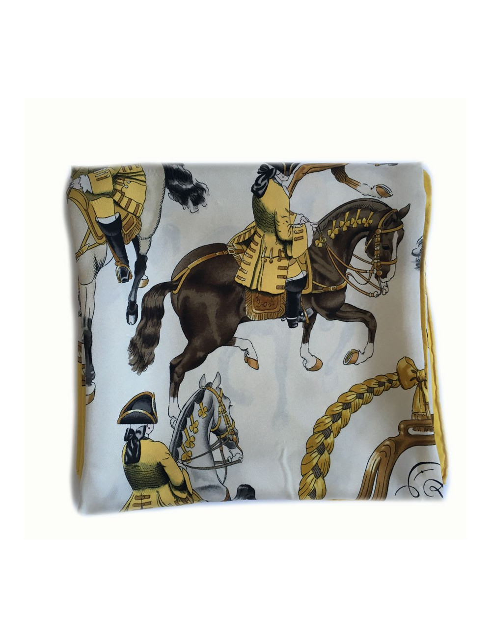 Carré HERMES "Reprise" en soie jaune