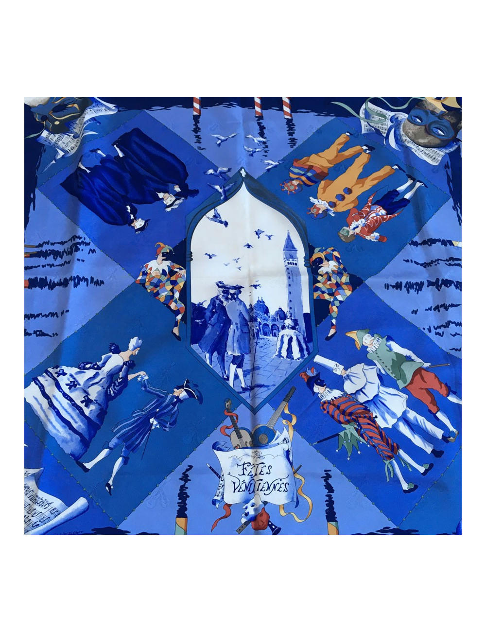 Hermès "Venetian holiday" in night blue silk