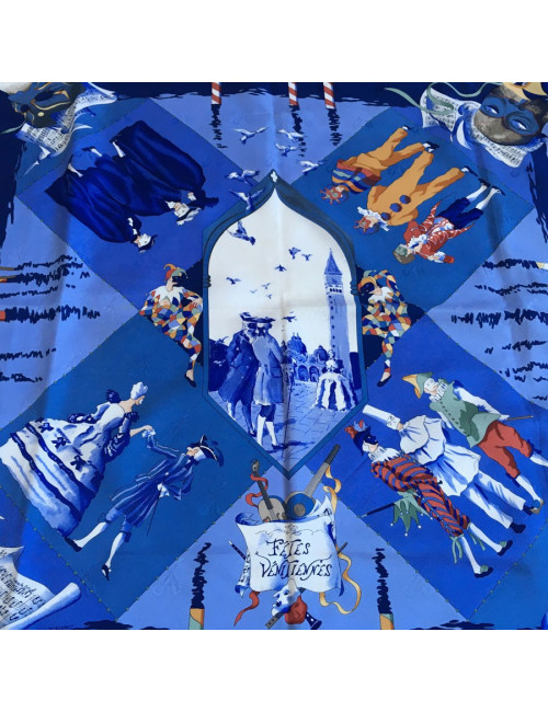 Hermès "Venetian holiday" in night blue silk
